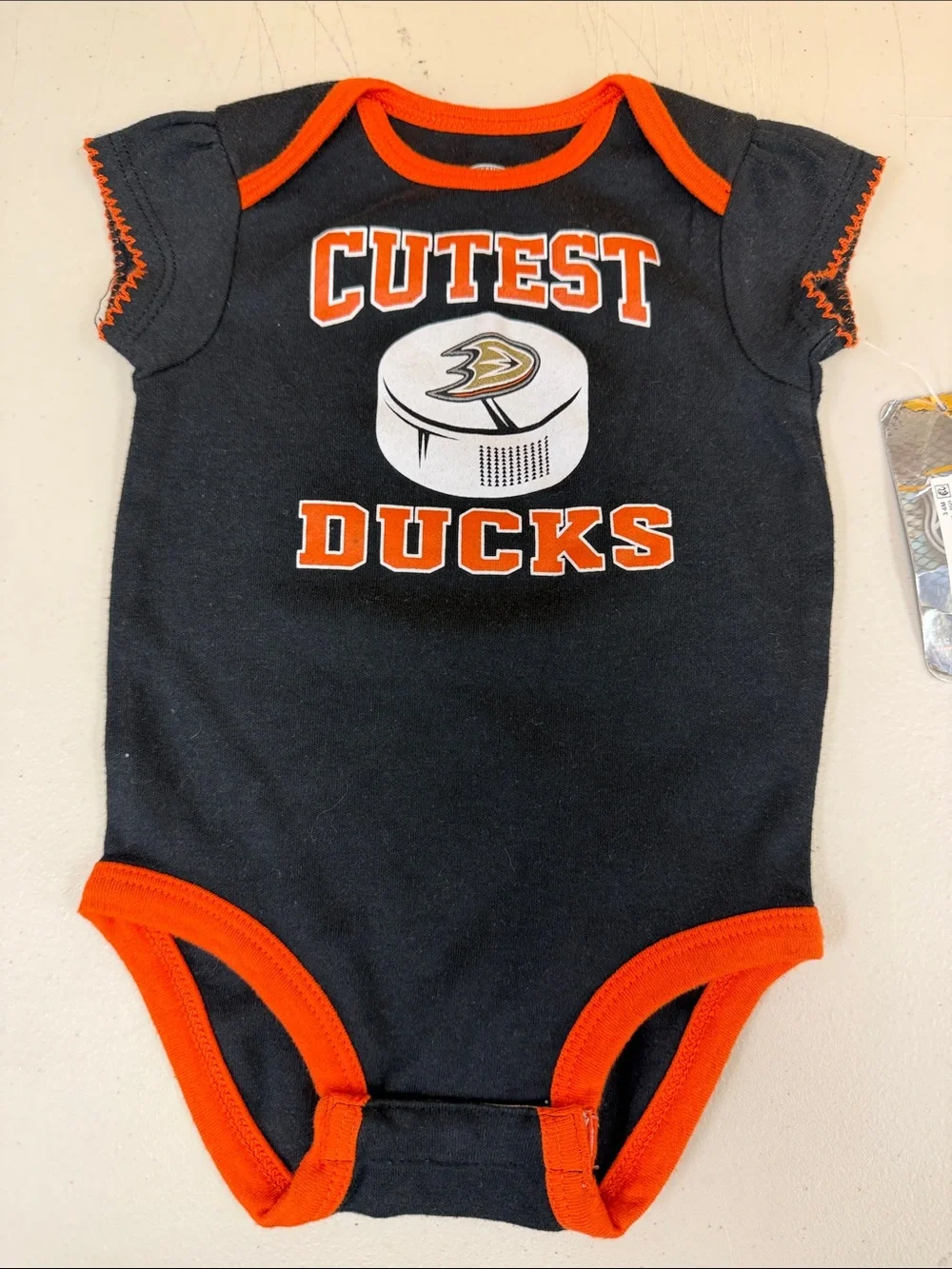 NHL Anaheim Ducks Cutest Ducks Black & Orange Baby One-Piece Bodysuit 3-6 months